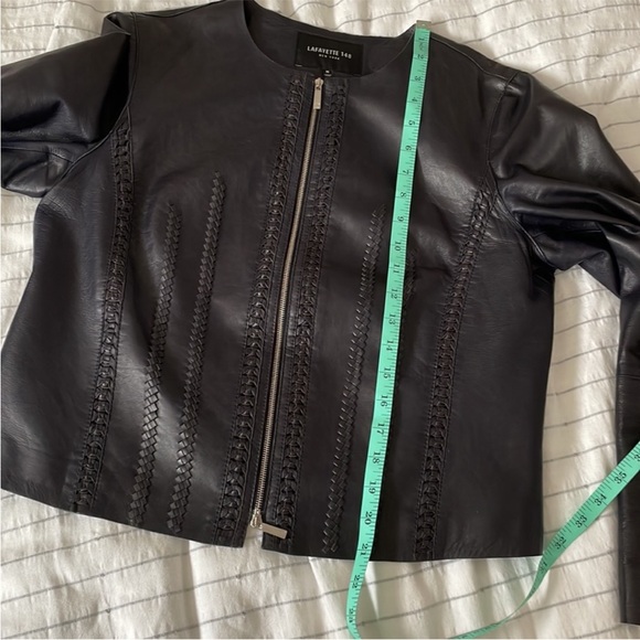 Lafayette 148 Dark Navy Genuine Leather Jacket Size M - Picture 5 of 5